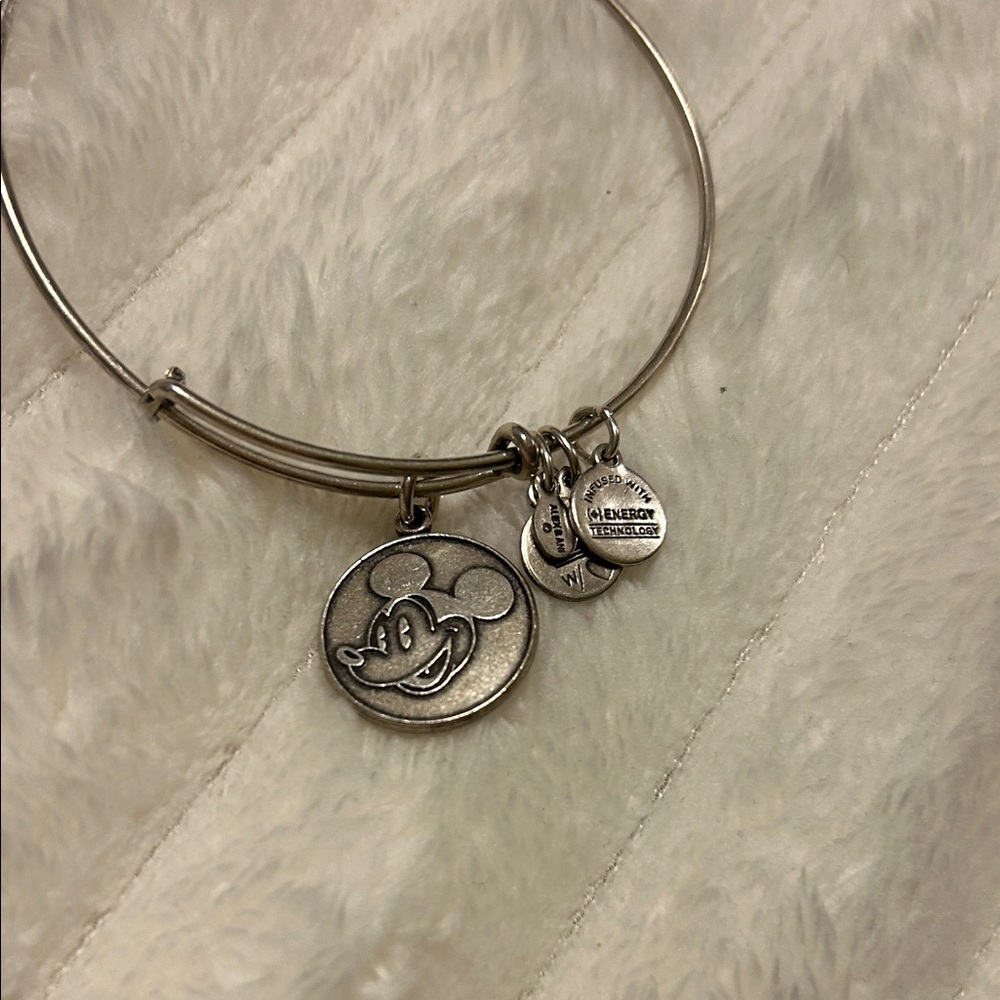 RARE Alex and Ani Silver Mickey Mouse Charm Bracelet - Picture 2 of 10
